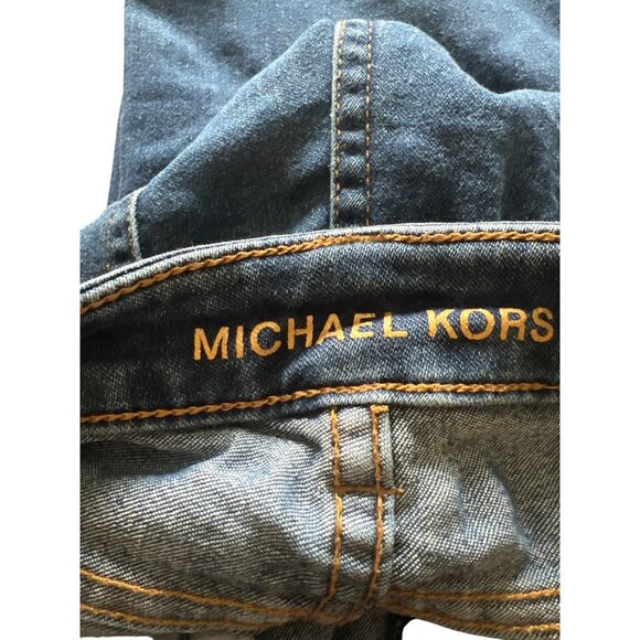 Michael Kors Skinny Ankle Jeans Blue Denim Zip Front Pockets Gold Tone Size 8 - Picture 4 of 5